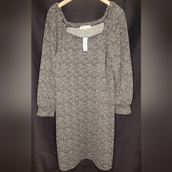 LOFT Black and White Long Sleeve Dress XXL T. NWT - Picture 1 of 5